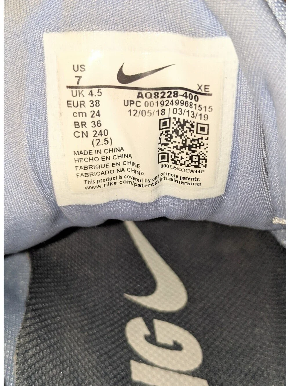 Nike Womens Air Zoom Winflo 6 Blue Running Shoes Sneakers Size 7 AQ8228-400 EUC